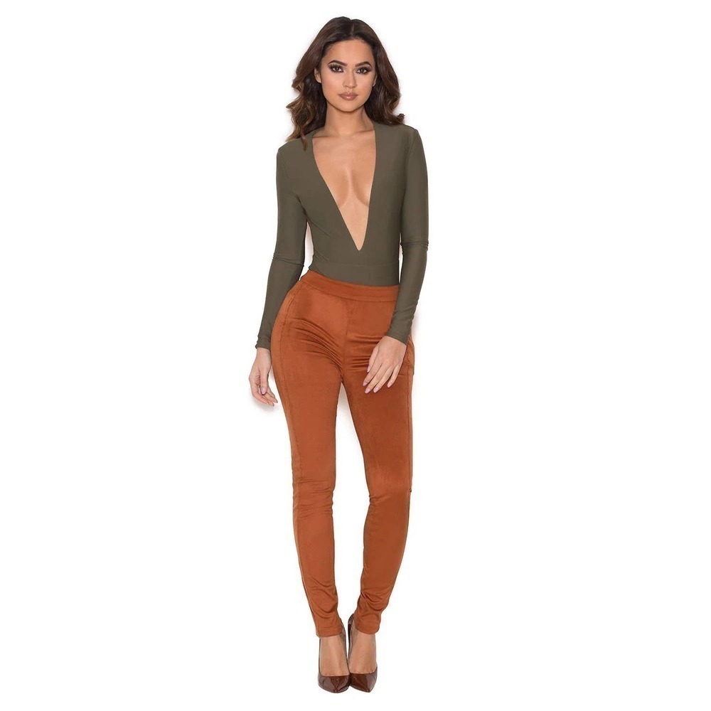 House of CB Sazan Faux Suede Skinny Leggings Side Zip Tan Women's Size XS/S NWT